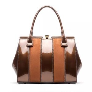 MKF Collection Marlene Patent Satchel Bag by Mia K Farrow in Bronze